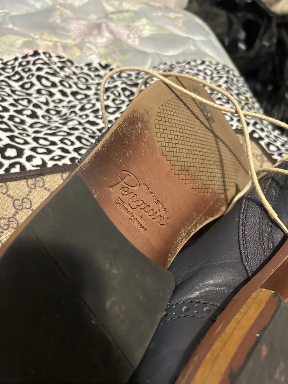 Original Penguin Navy and Tan Wingtip Oxfords